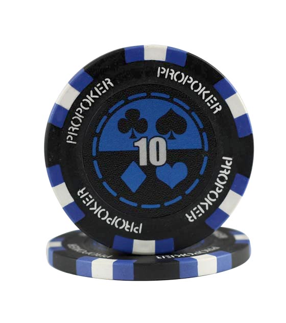 Pro Poker clay chip blue (10), roll of 25
